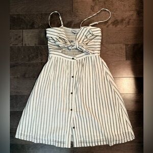 Striped White and Black Mini Dress